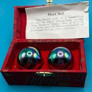 Vintage Chinese Health Stress Boading Balls Relaxation Therapy Iridescent
